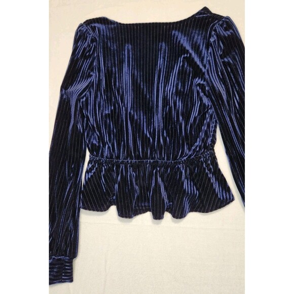 Velvet Forever 21 Romantic Holiday Glam Deep Blue Long Sleeved Small Coquette - Picture 6 of 9